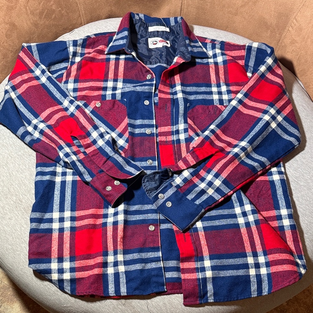 Y2K Arrow Men's Casual Plaid Shirt in Red and Blue